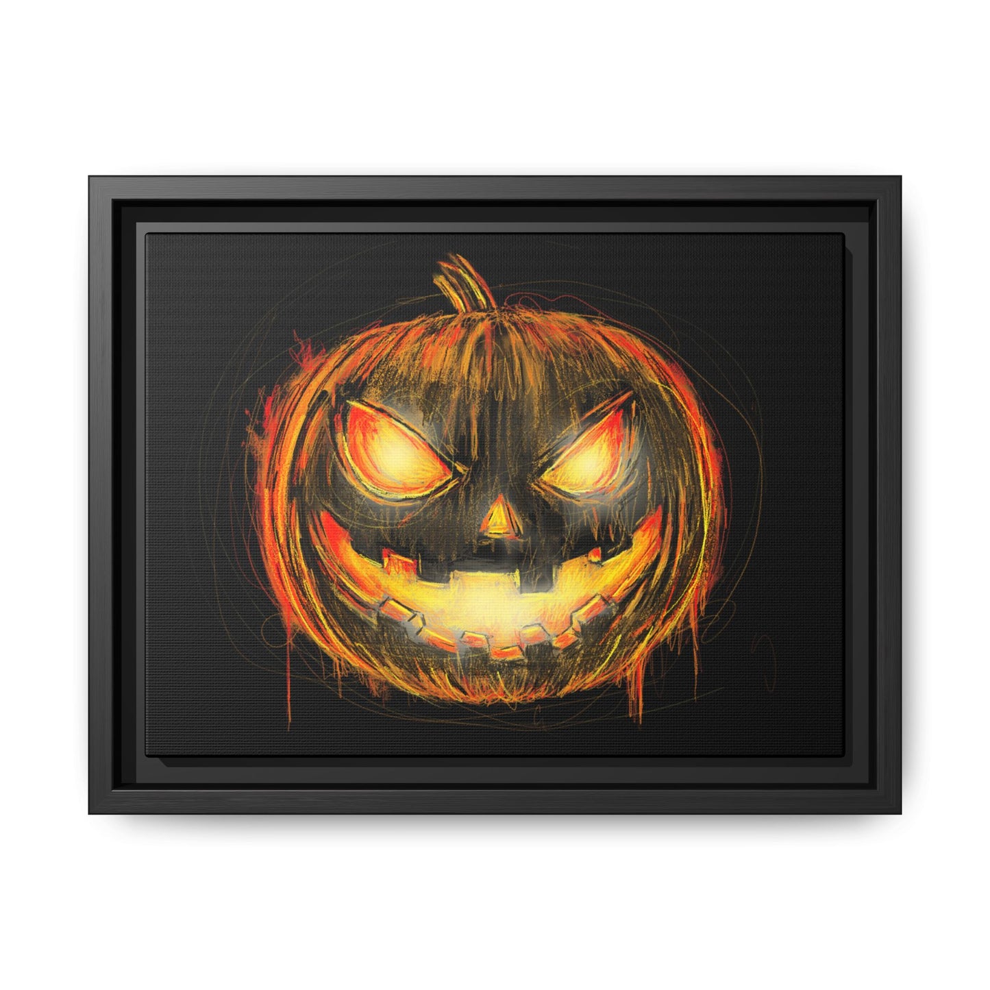 Jack o’ Lantern Digital Scribble Art Canvas, Framed