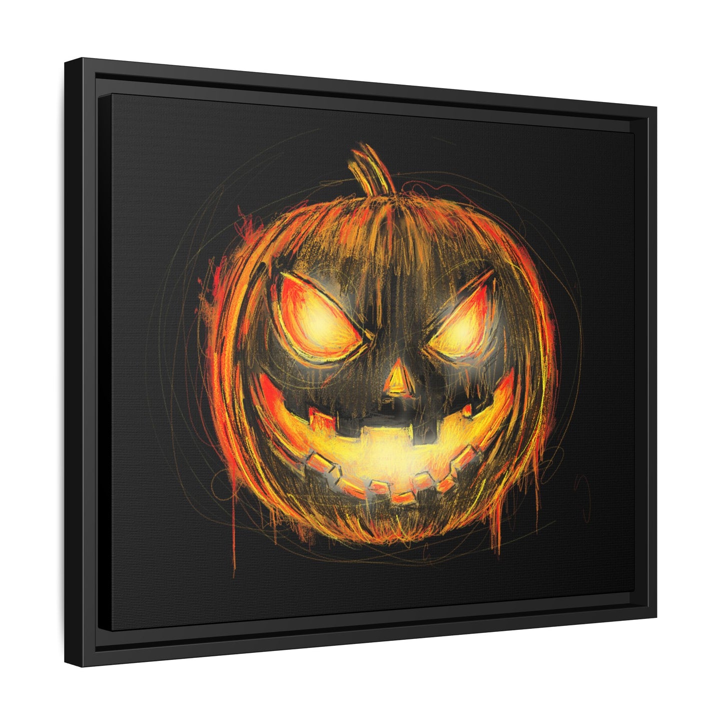 Jack o’ Lantern Digital Scribble Art Canvas, Framed