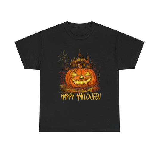 Spooky Scribbles: Pumpkin and Haunted House Tee