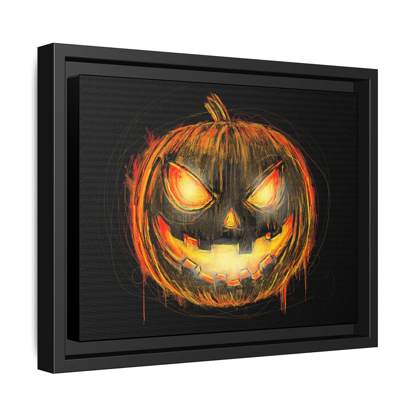 Jack o’ Lantern Digital Scribble Art Canvas, Framed