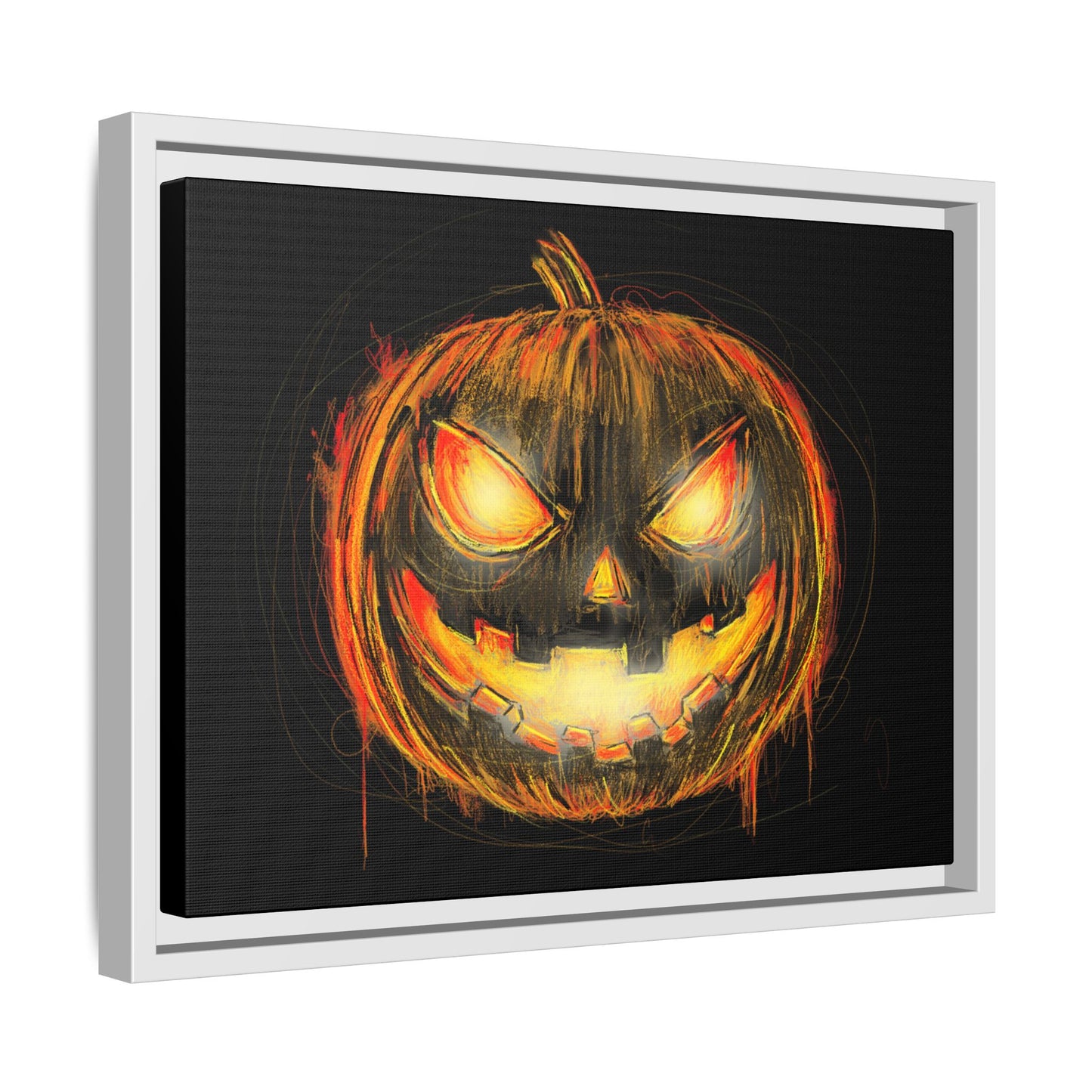 Jack o’ Lantern Digital Scribble Art Canvas, Framed