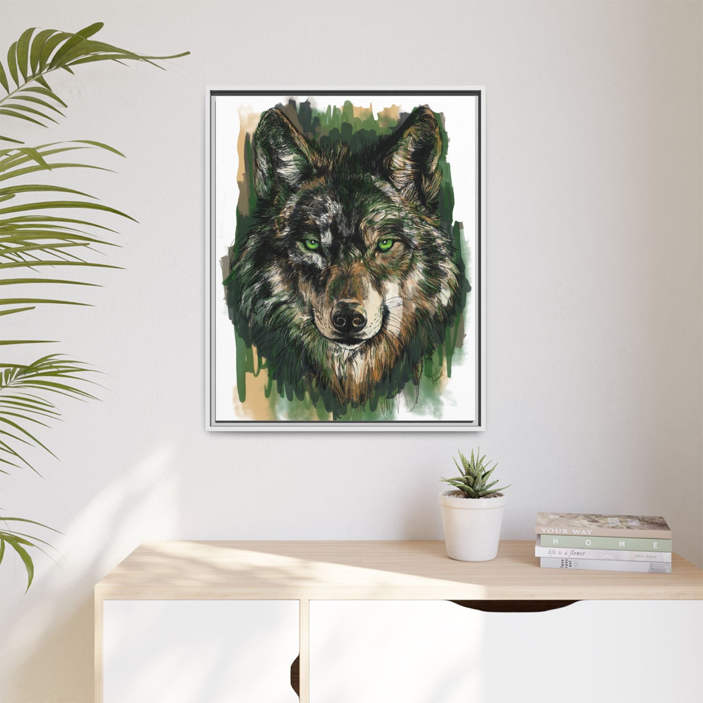 Emerald Eyed Wolf Digital Scribble Art by Michael Volpicelli