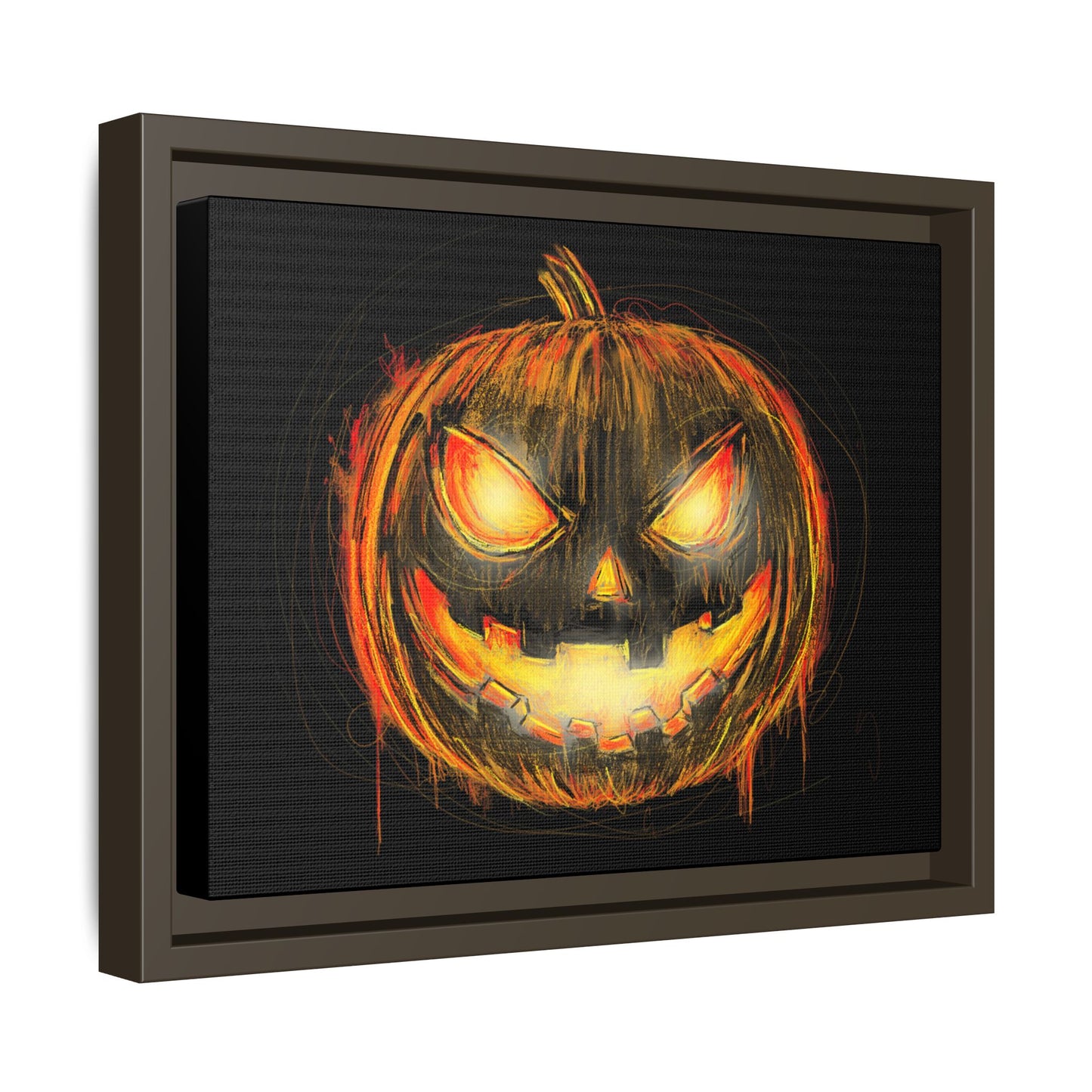 Jack o’ Lantern Digital Scribble Art Canvas, Framed