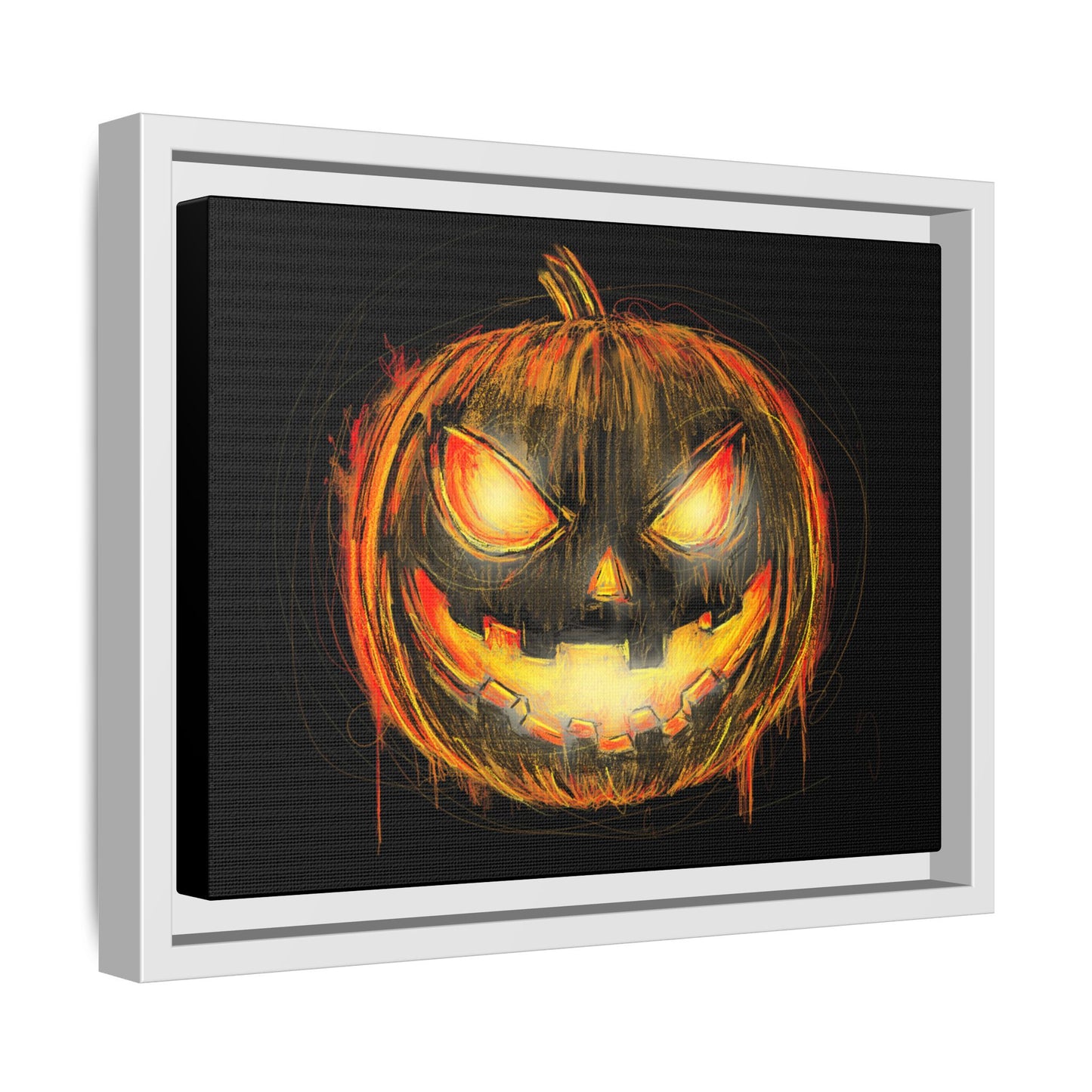 Jack o’ Lantern Digital Scribble Art Canvas, Framed