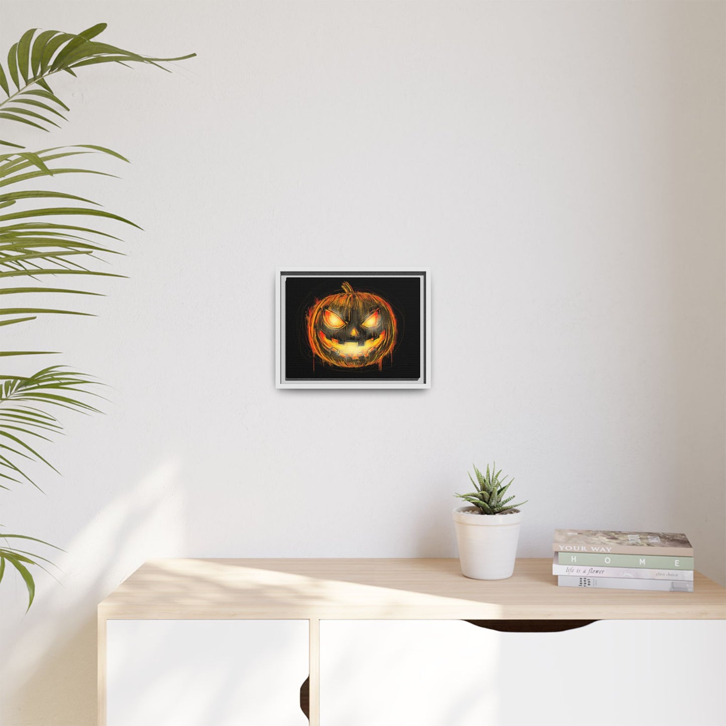 Jack o’ Lantern Digital Scribble Art Canvas, Framed