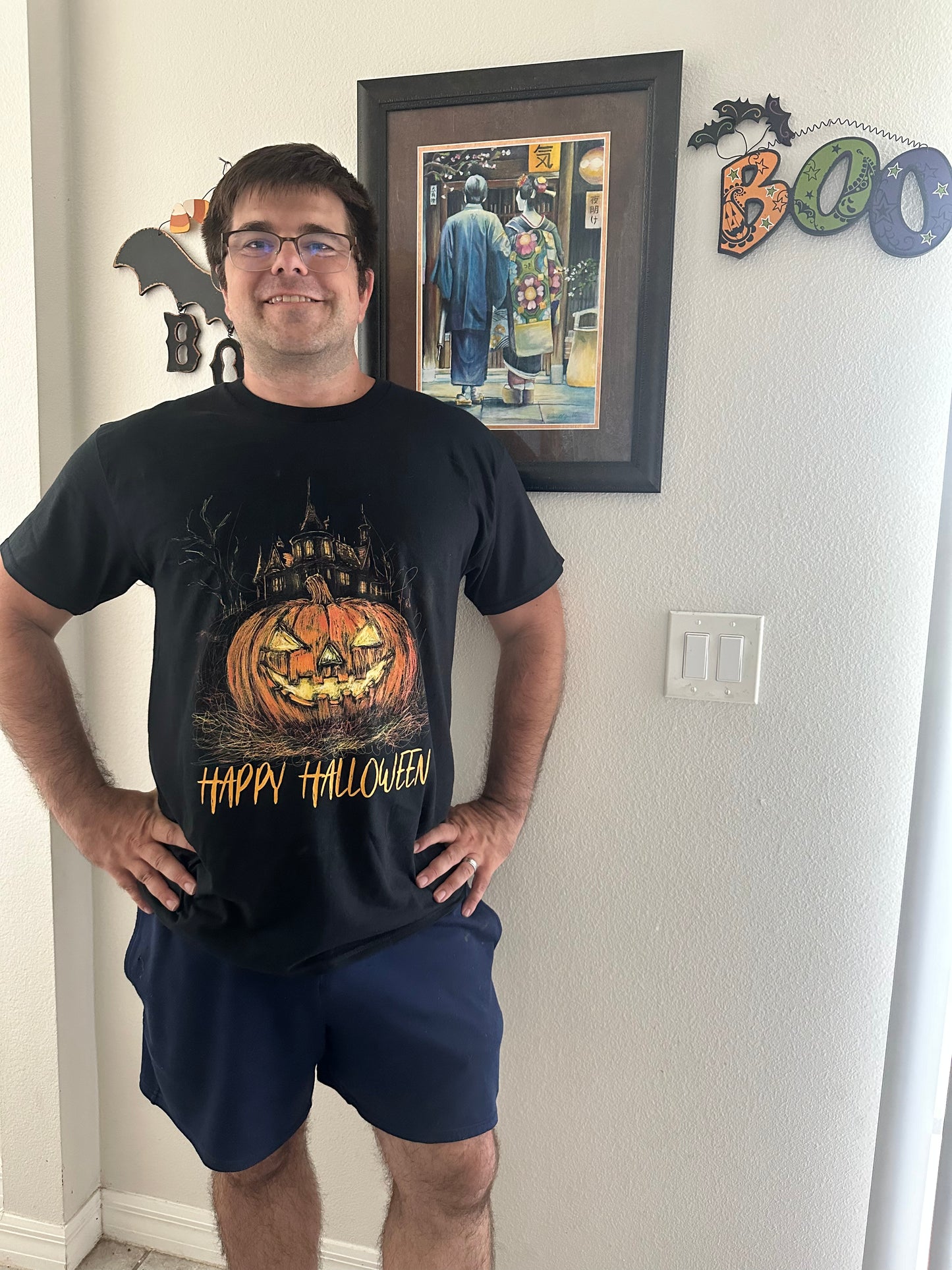 Spooky Scribbles: Pumpkin and Haunted House Tee